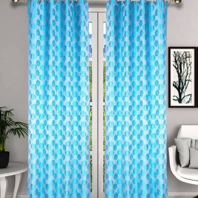 Premium 8 Feet Aqua Curtains for Doors | Modern Eyelet Parda Set