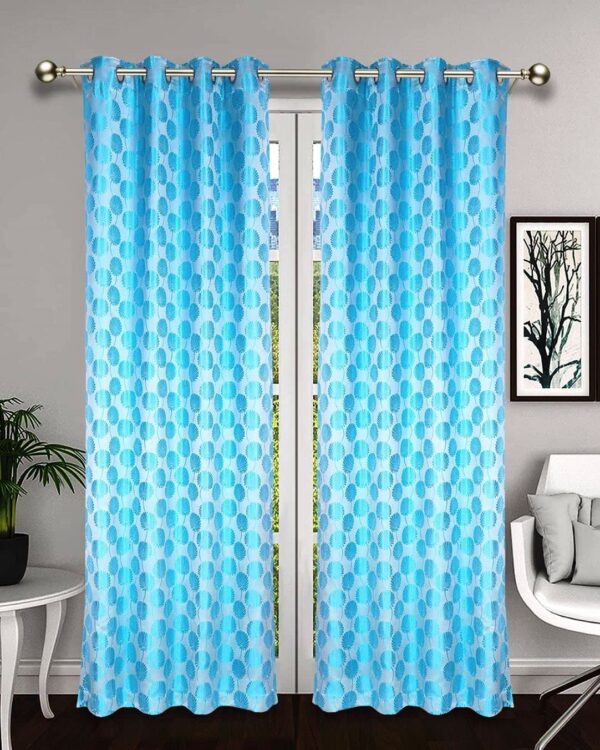 Premium 8 Feet Aqua Curtains for Doors | Modern Eyelet Parda Set