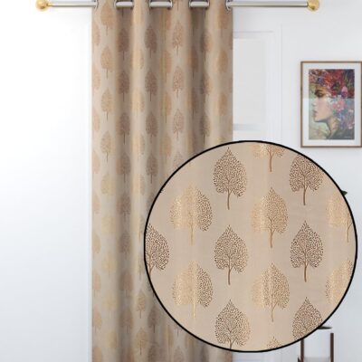 Premium Betel Leaf Curtains: 7 Feet Semi Blackout Beige Eyelet Parda