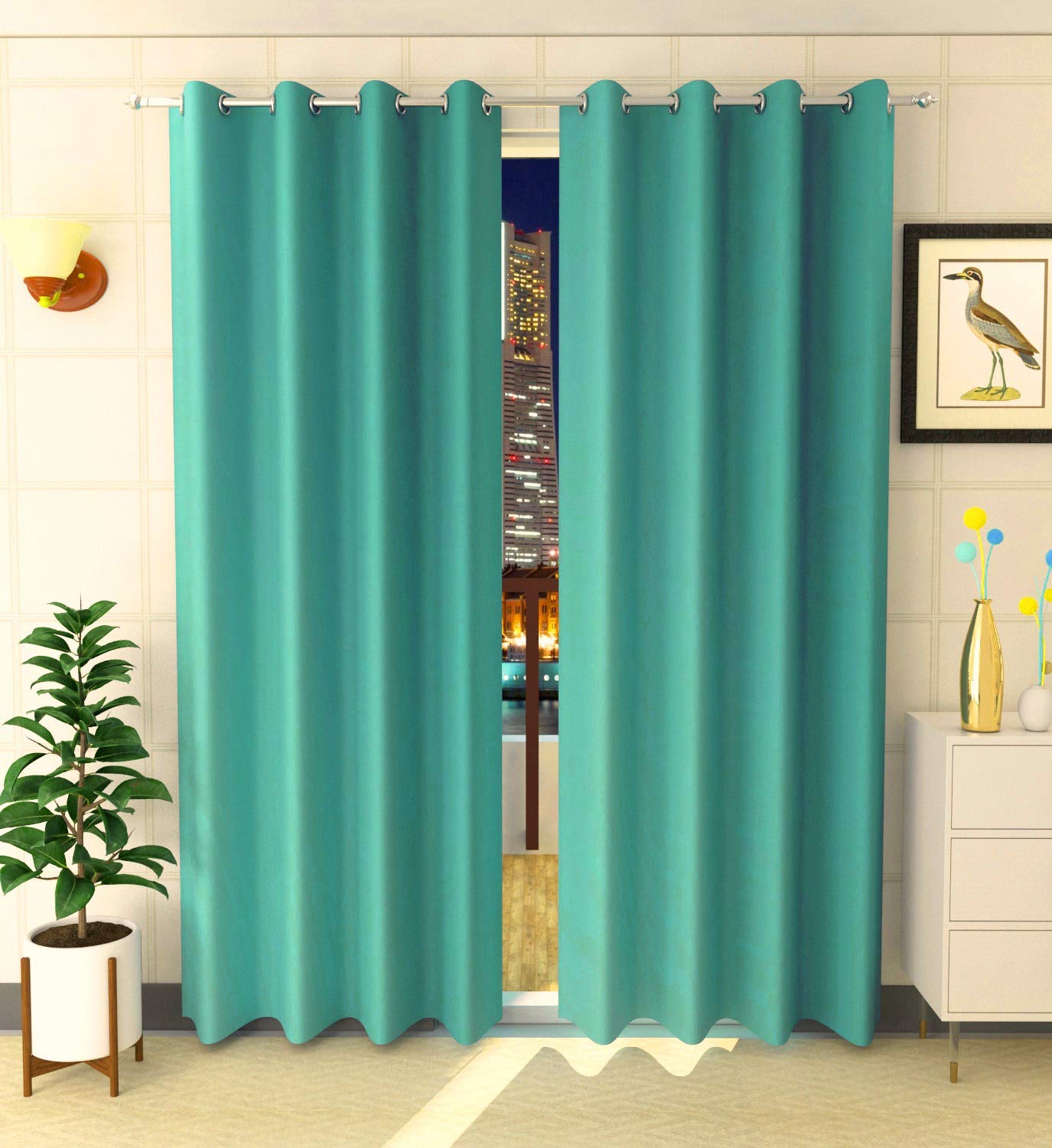 Transform Your Space with Aqua Blue 3-Layered Thermal Blackout Curtains