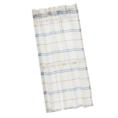 Rod Pocket Checked Linen Window Curtain Valance in Blue – 74x90cm Size