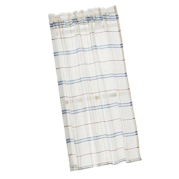 Rod Pocket Checked Linen Window Curtain Valance in Blue - 74x90cm Size