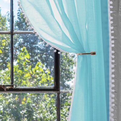 Sheer Cotton Curtains for Elegant Windows – Celeste 60″ Transparent Drapes