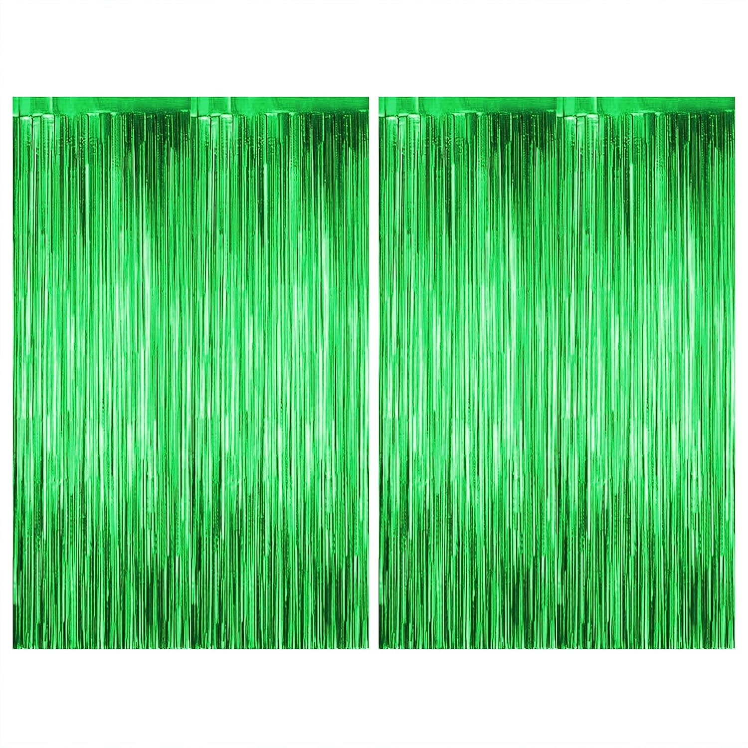 Shiny Green Fringe Curtains: Perfect for Birthday Party Decor and Celebrations