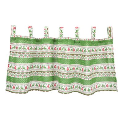 Short Christmas Curtain Valance for Light Blocking Bedrooms – Green 137x61cm