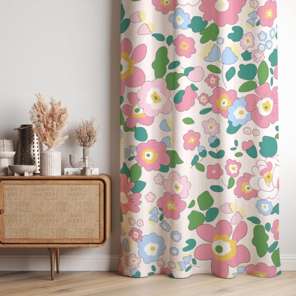 Soft Brushed Microfiber Pink Flower Door Curtains for Living Room 48X84 Inches