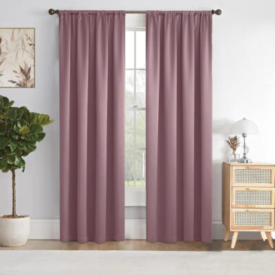 Solid Lavender Blackout Curtains – 7 Feet Privacy Drapes Set of 2