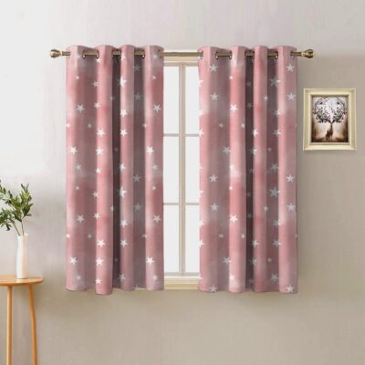 Starry Dreams Peach Pink Blackout Curtains for Kids’ Rooms – 95% Light Blocking