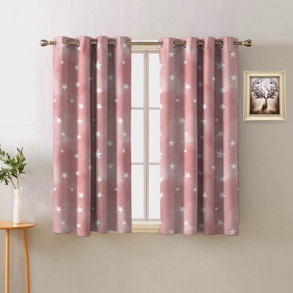 Starry Dreams Peach Pink Blackout Curtains for Kids’ Rooms - 95% Light Blocking