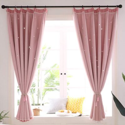 Starry Series Pink Curtains: Elegant Roman Shades for Your Bedroom Decor