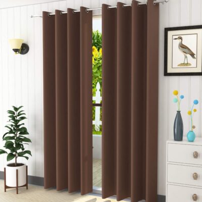 Stuffique Blackout Grommet Curtains Set: Stylish Brown Curtains for Ultimate Privacy