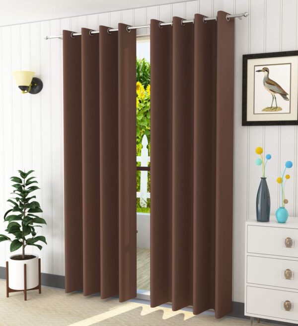 Stuffique Blackout Grommet Curtains Set: Stylish Brown Curtains for Ultimate Privacy