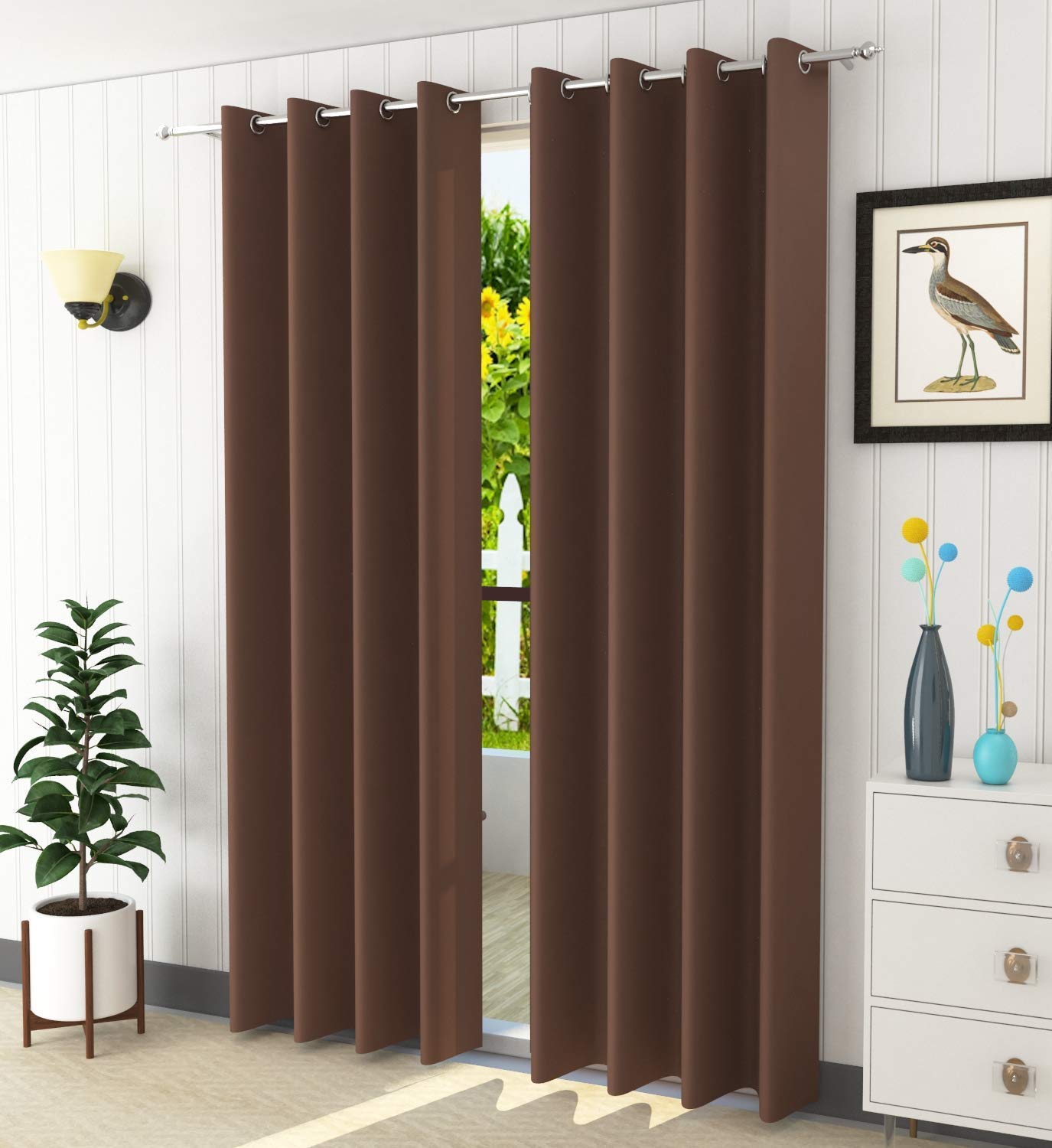 Transform Your Space with Stuffique Blackout Grommet Curtains in Stylish Brown