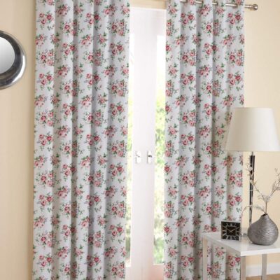 Stylish 100% Cotton Floral Door Curtains – Light-Filtering & Grommet Design