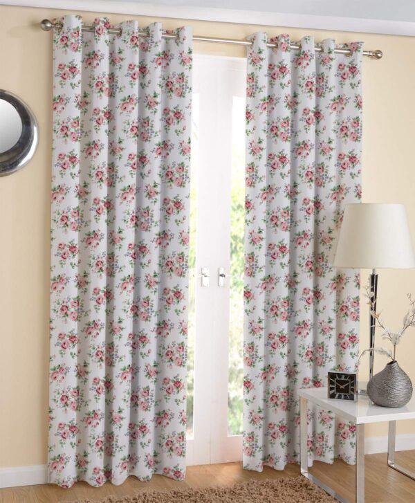 Stylish 100% Cotton Floral Door Curtains - Light-Filtering & Grommet Design