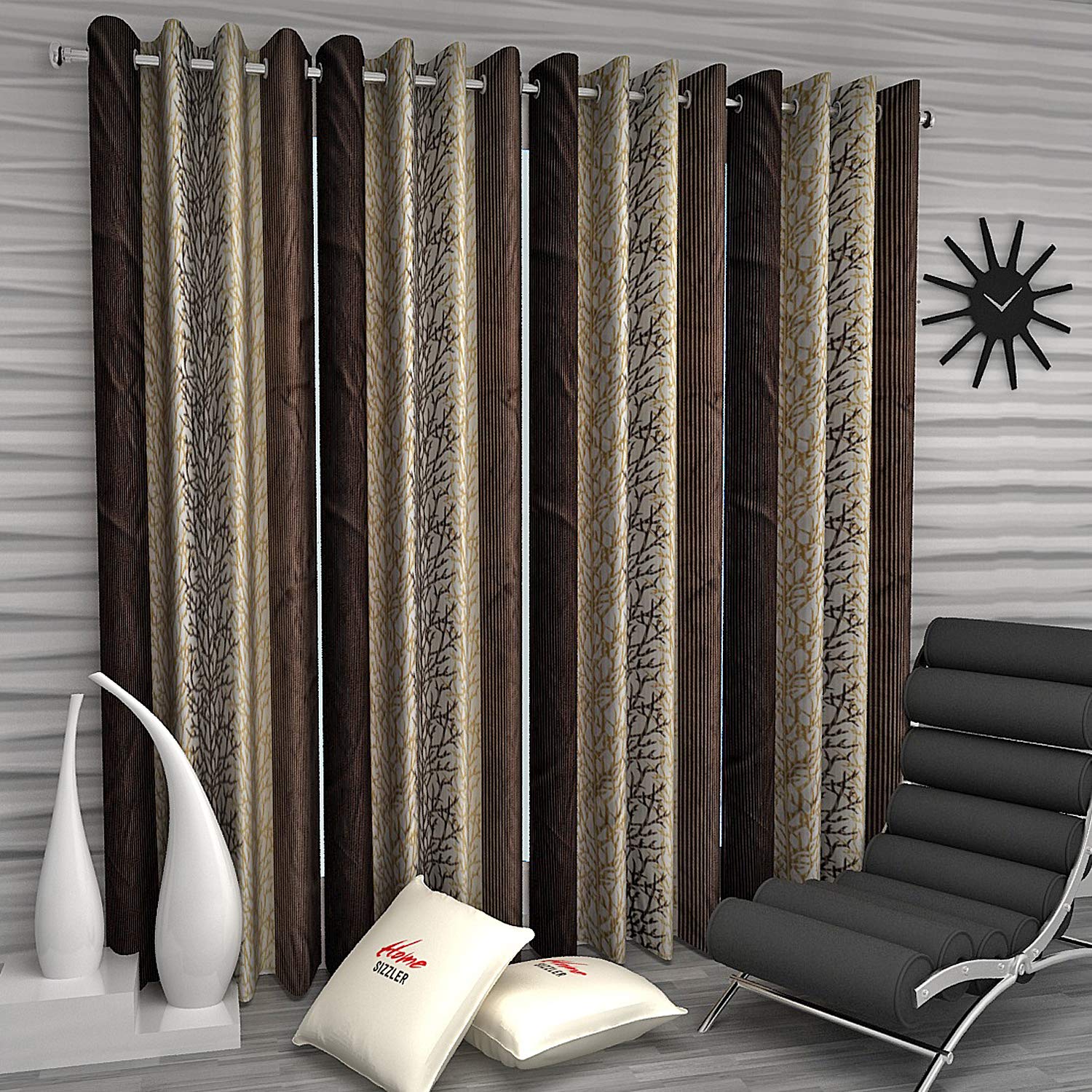 Stylish 4 Piece Brown Eyelet Curtains: Perfect Home Decor Solution