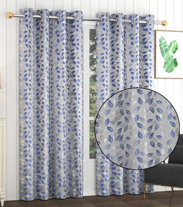 Stylish 7-Foot Blue Door Curtains | Premium Polyester Eyelet Parda Set