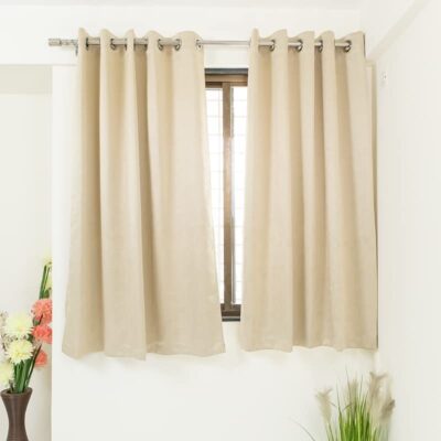 Stylish Beige Room Darkening Curtains: Thermal Insulated, Blackout & Noise Reducing