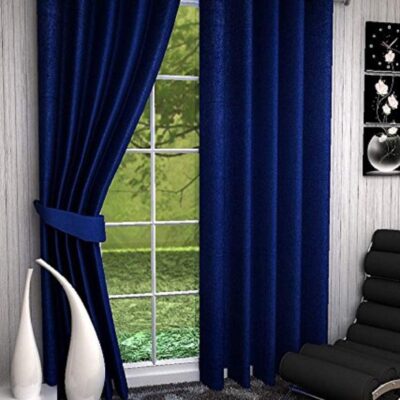 Stylish Blue Polyresin Eyelet Curtains for Home and Office Decor