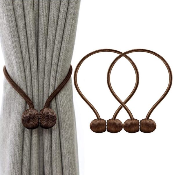 Stylish Brown Magnetic Curtain Tiebacks for Home and Office Decor