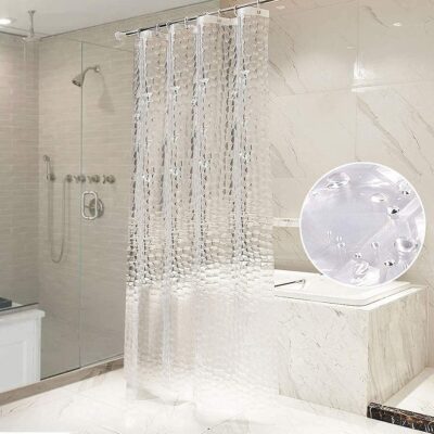 Stylish CASA-NEST 3D Diamond Shower Curtain: Waterproof, Weighted, and Versatile