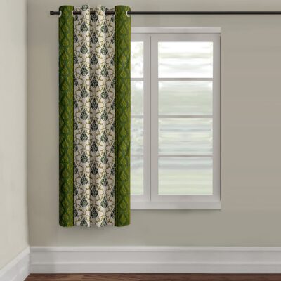 Stylish Light-Filtering Window Curtains in Green – 5 Feet Long Set