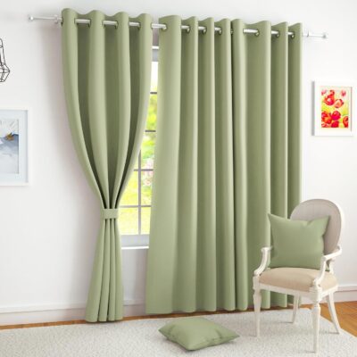 Stylish Light Green Blackout Curtains Set for Enhanced Home Decor