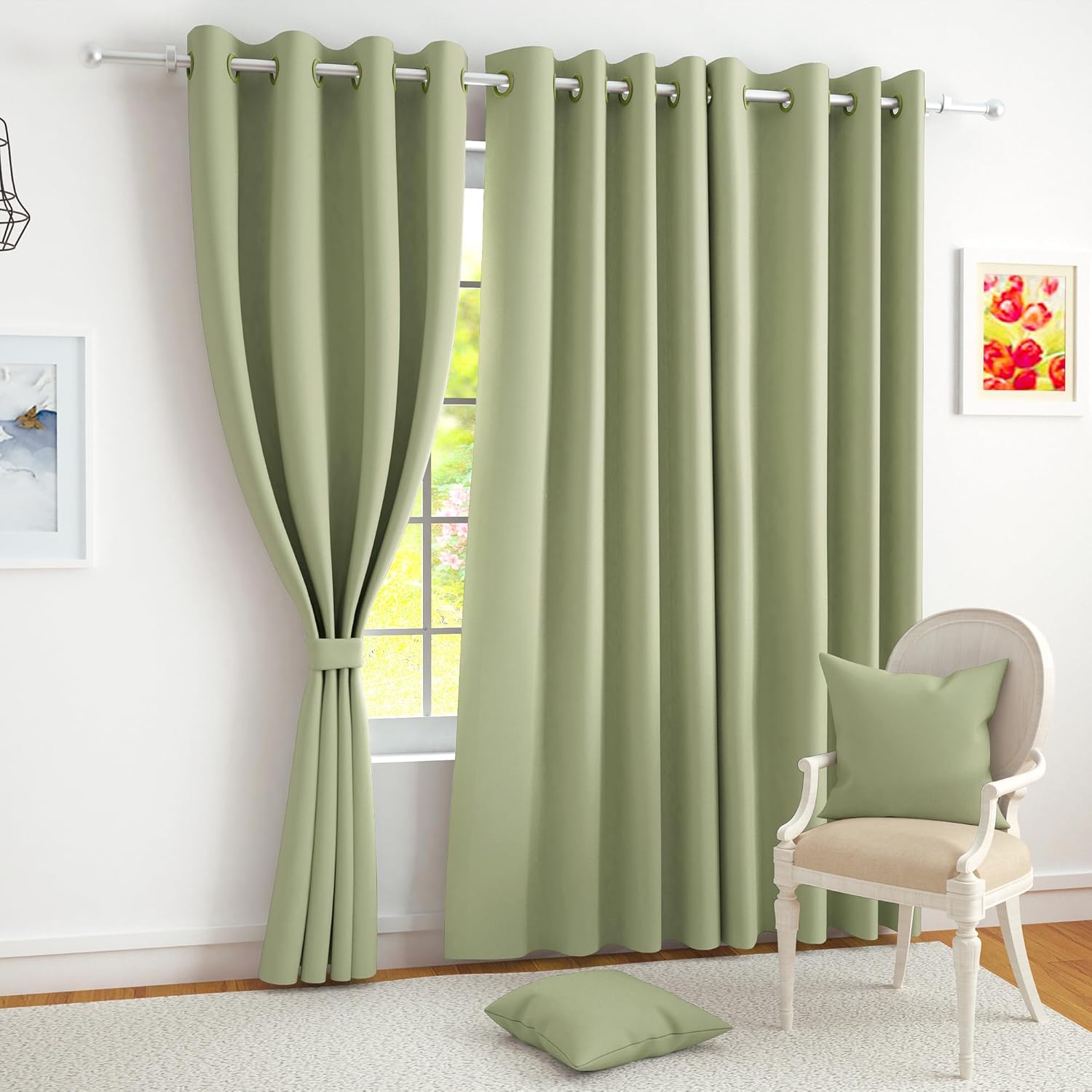 Transform Your Space with Stylish Light Green Blackout Curtains Set