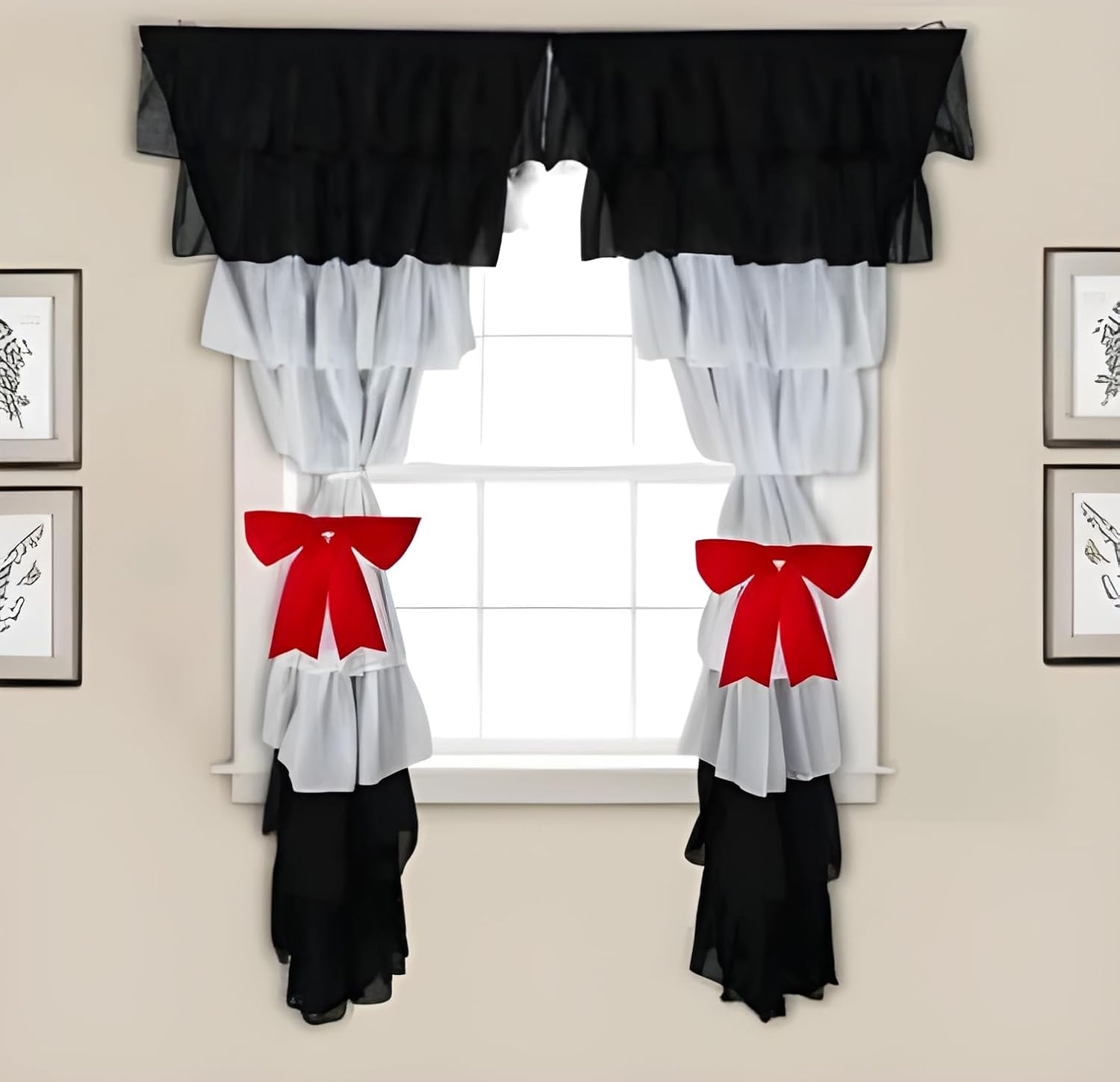 Stylish NYSARG Black White Ruffle Bow Curtains: Elevate Your Boho Decor