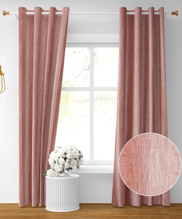 Stylish Peach Room Darkening Curtains - 9 Feet, Pack of 2