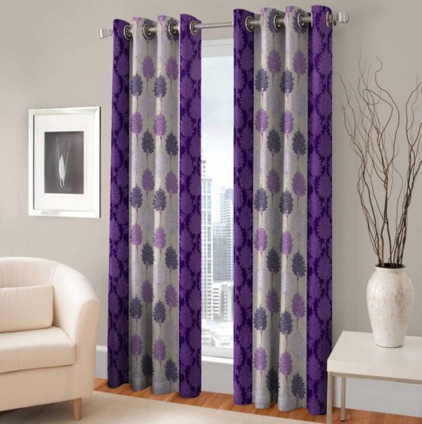 Stylish Purple 5 Feet Polyester Printed Curtains for Your Windows