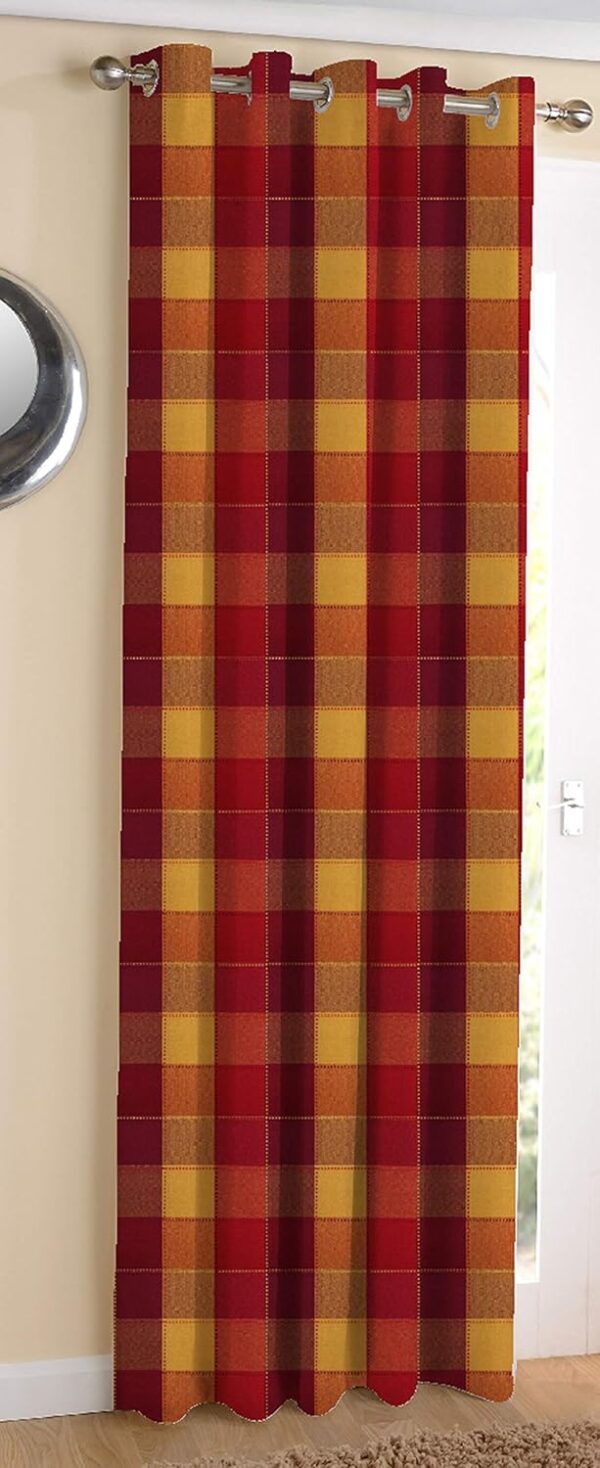 Stylish Red and Yellow Cotton Dobby Blackout Door Curtains for Your Home