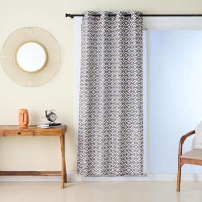 Stylish Solimo Coffee Geometric Print Curtains – Premium Polyester Cotton Set