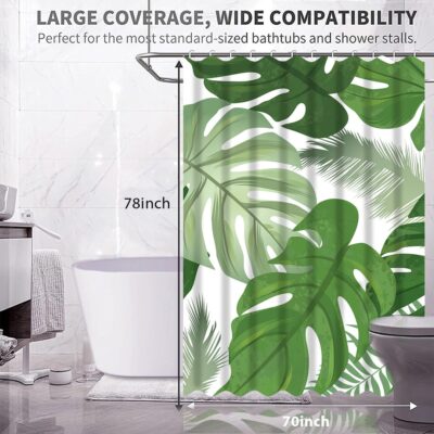 Stylish Waterproof Leaf Polyester Shower Curtain for Bathroom and Spa Decor