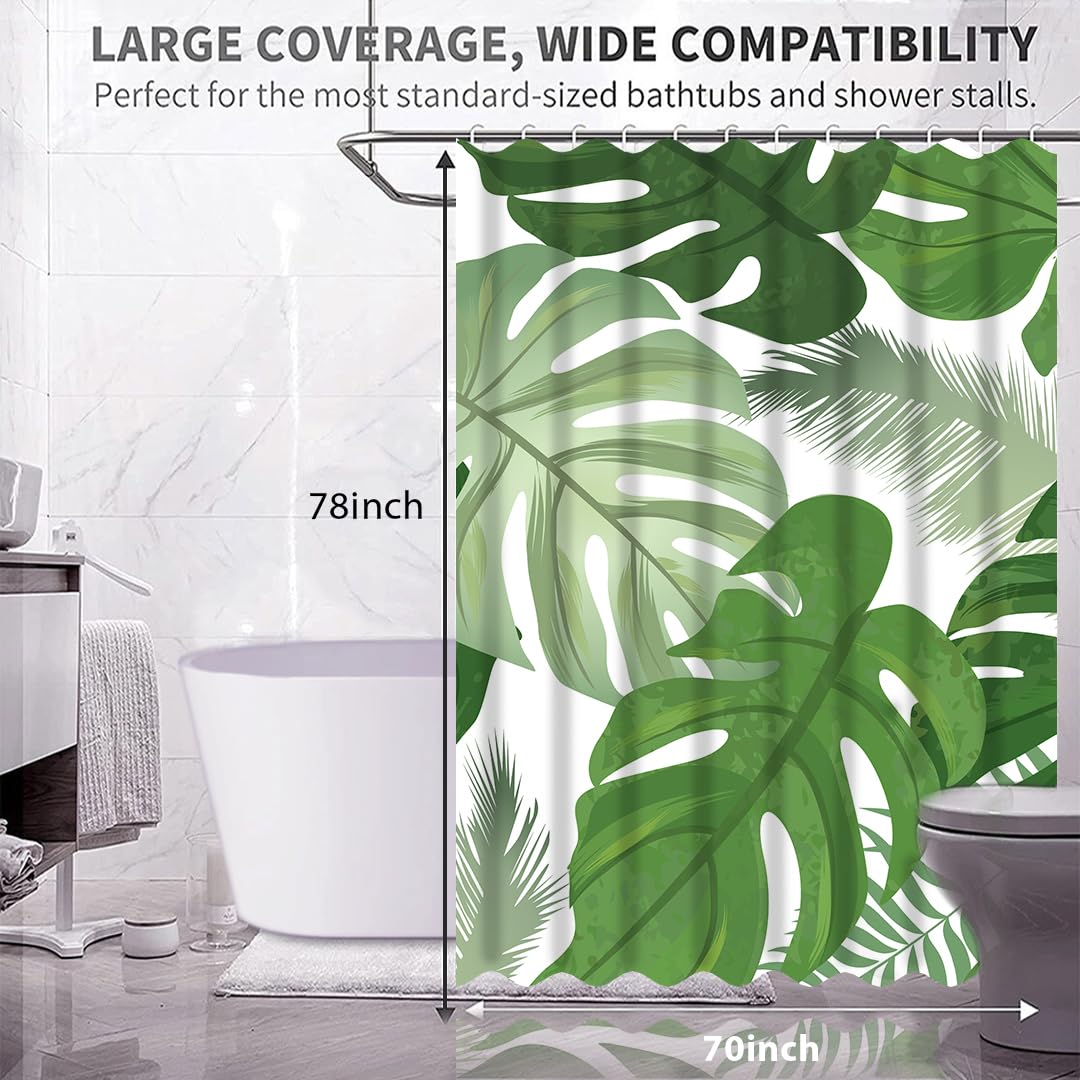 Stylish Waterproof Leaf Polyester Shower Curtain for Chic Bathroom Decor