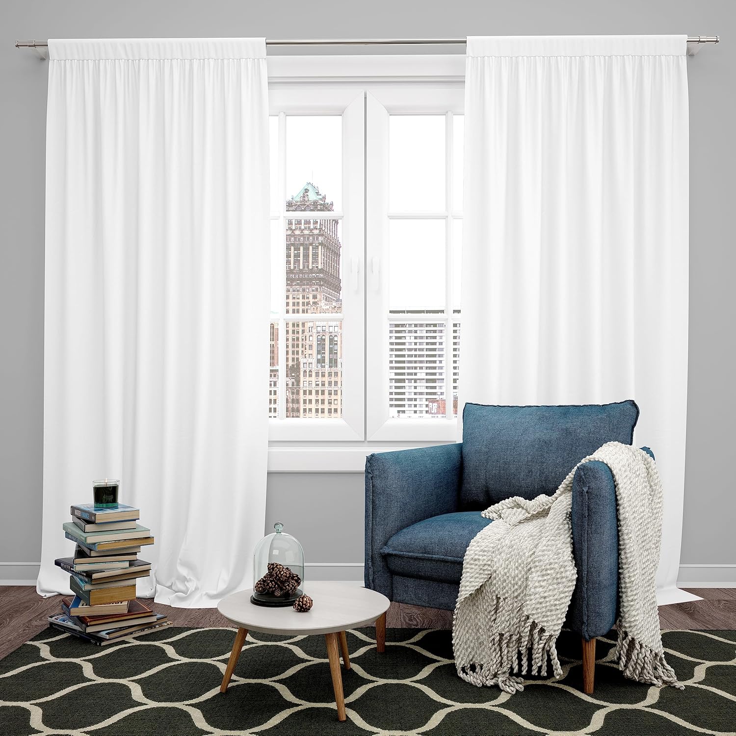 Transform Your Space with Stylish White Blackout Curtains: Noise Reducing & Thermal Insulated