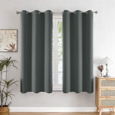 Stylish Window Curtains: HOMEMONDE 92% Room Darkening Grey Drapes Set of 2