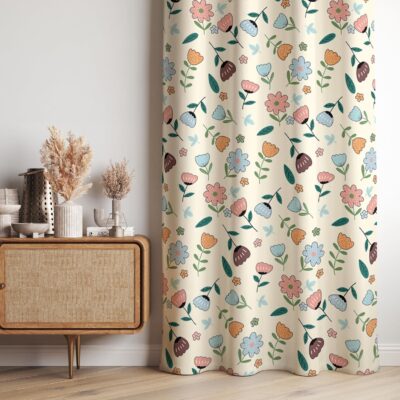 Super Soft Peach Flower Microfiber Door Curtains – 48×84 Inches, Pack of 2