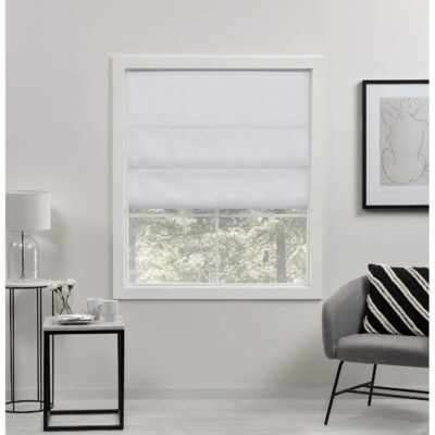 Total Blackout Roman Shades: Exclusive Home Curtains Acadia in White, 34×64 Total Blackout Roman Shades: Exclusive Home Curtains Acadia in White, 34×64