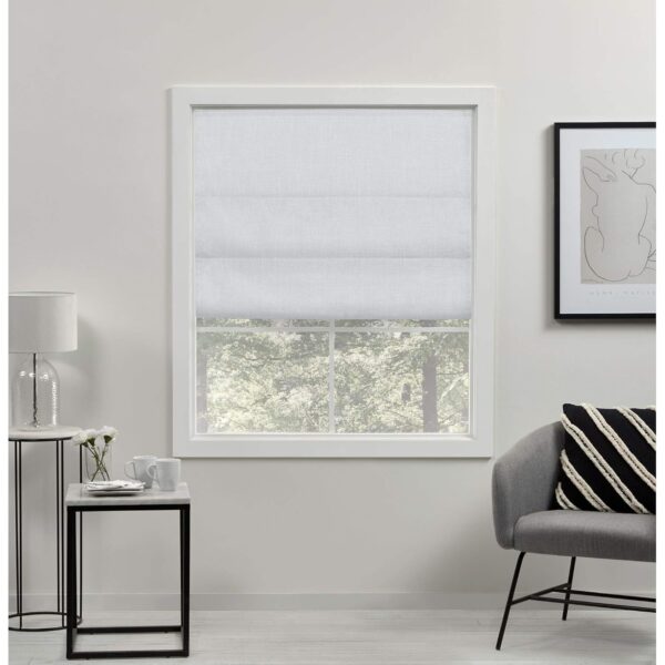 Total Blackout Roman Shades: Exclusive Home Curtains Acadia in White, 34x64