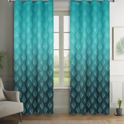 Umi Green Leaf Print Blackout Curtains for Bedroom and Living Room Decor