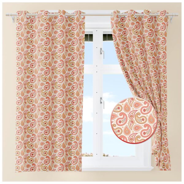 Umi Paisley Printed Polyester Eyelet Curtains for Bedroom and Living Room