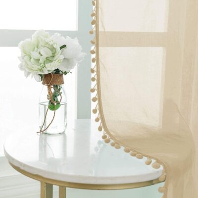 Urban Space Linen Textured Sheer Curtains for Elegant Door Decor