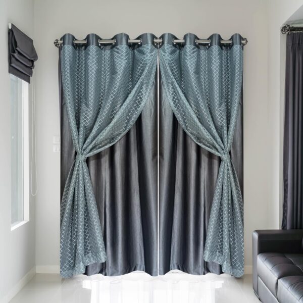 Woven Wonder 2-in-1 Double Curtains: Stylish 80% Blackout for Any Room