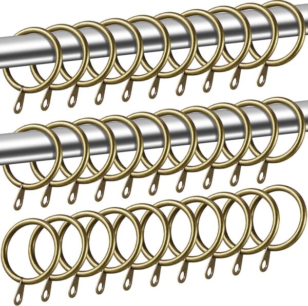 YLmeet 40 Packs Brass Curtain Rings - Durable Metal Hanging Rings for Curtains