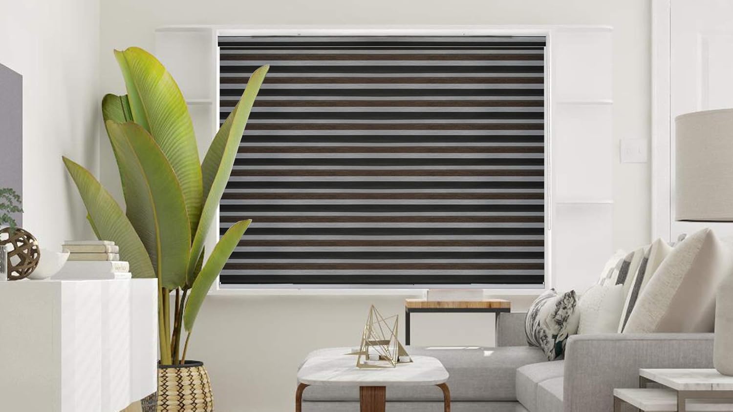 Stylish Grey Polyresin Zebra Blinds for Privacy and Elegance in Any Room