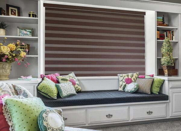 Zebra Polyester Blinds for Windows: Stylish Coffee Color, 135x130cm Size