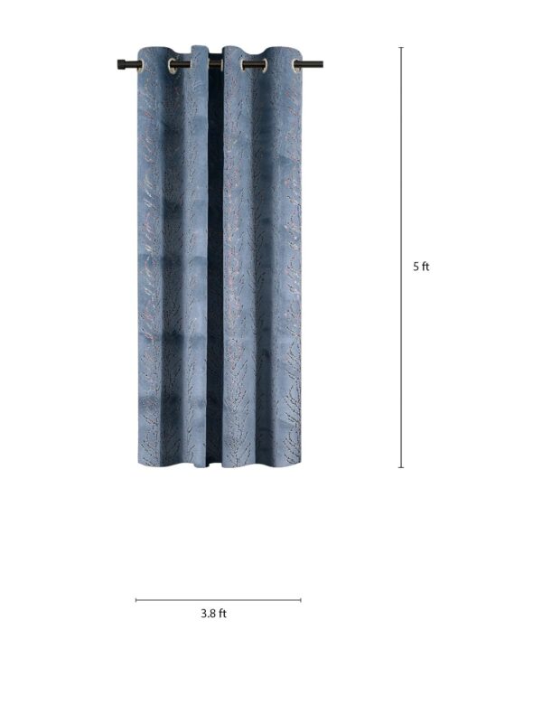 Stylish Grey Window Curtains with Leaf Print - Semi Sheer Grommet Design - Image 3