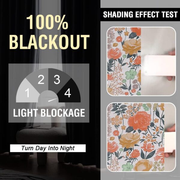Stylish Window Curtains: 100% Blackout with Elegant White Roses Design - Image 6