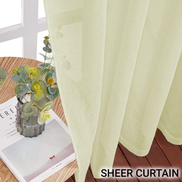 Stylish Window Curtains: Cream Sheer Cotton Set of 2 for Home Decor - Image 2